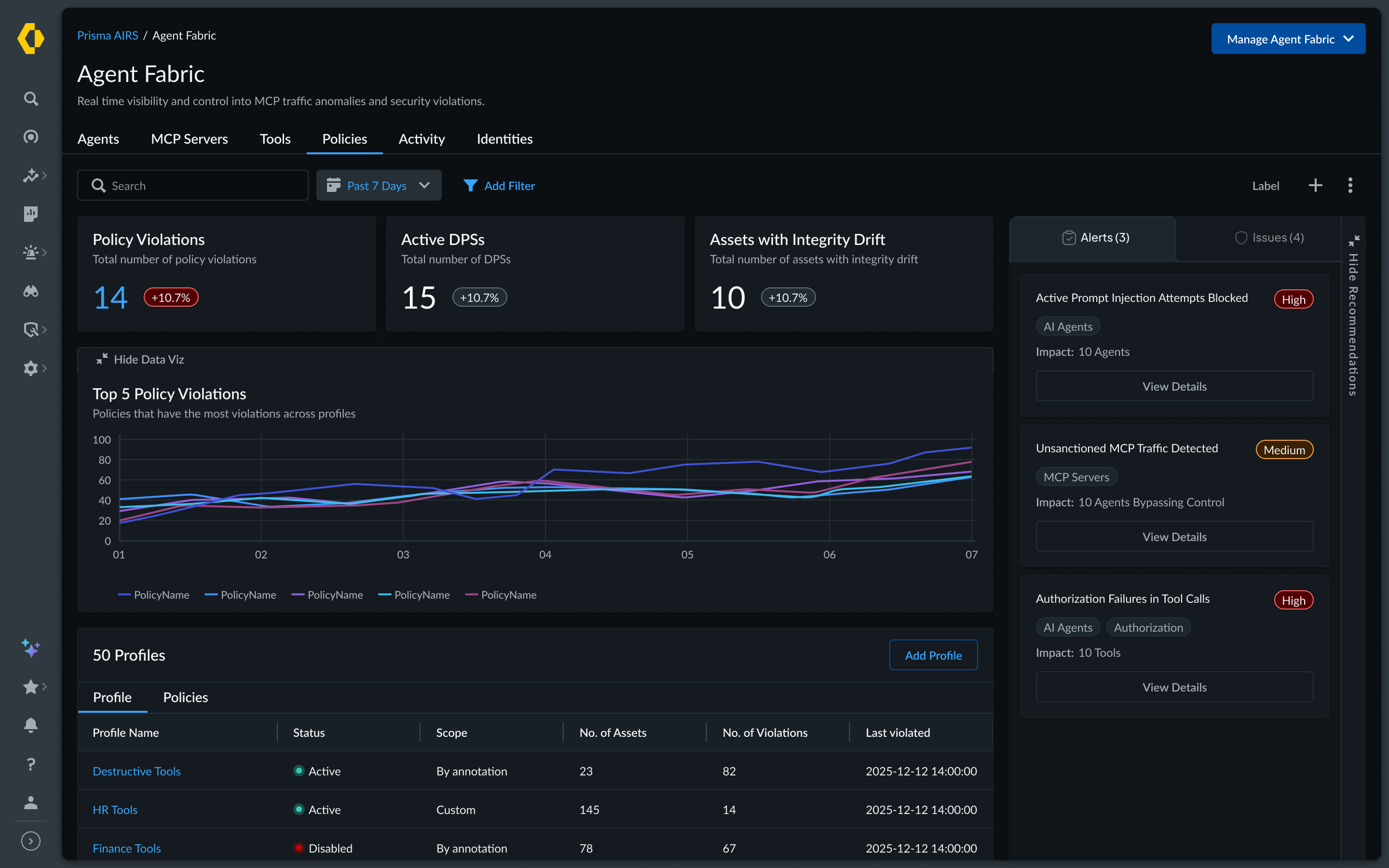 Profile and policies view