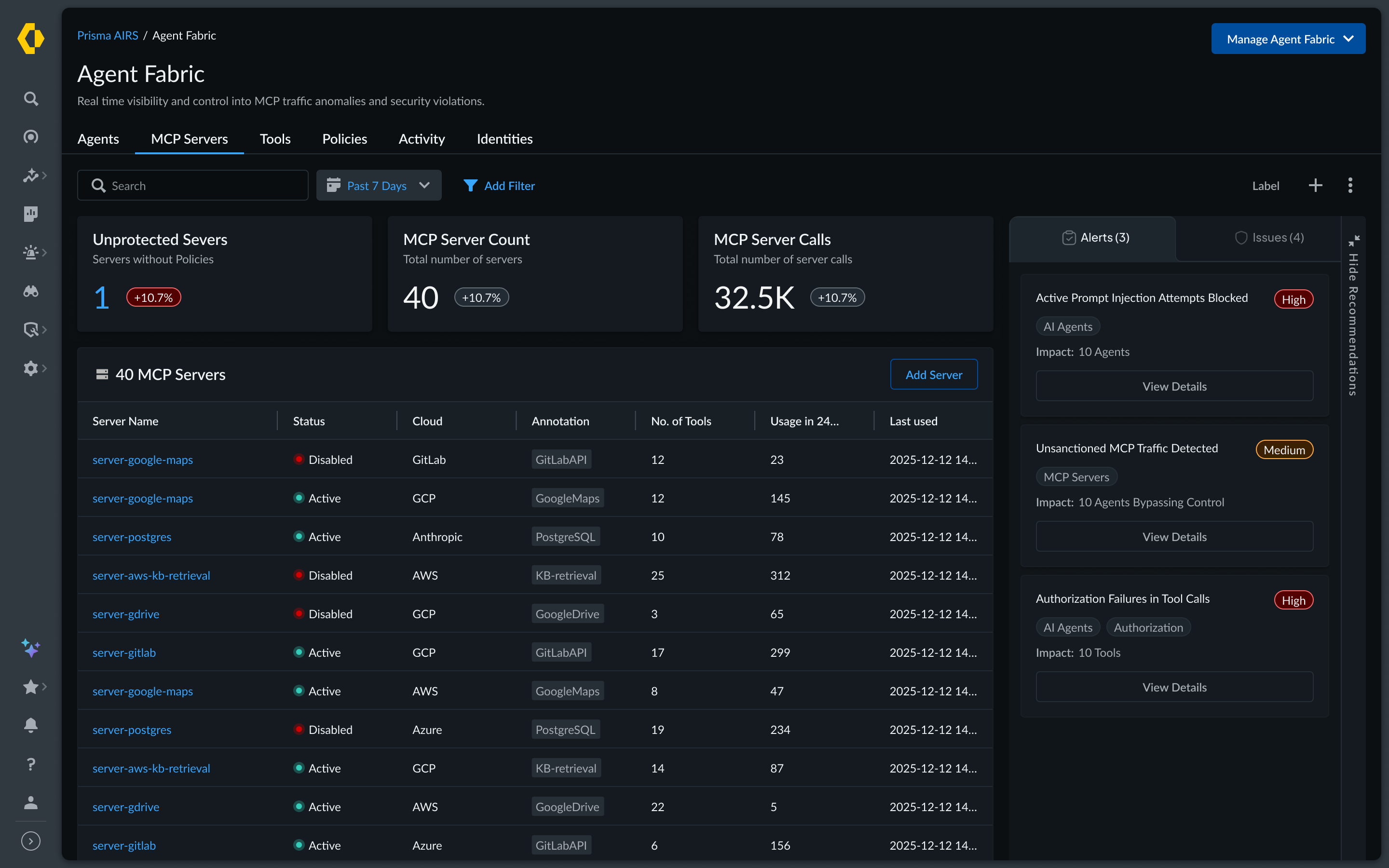 MCP Servers view